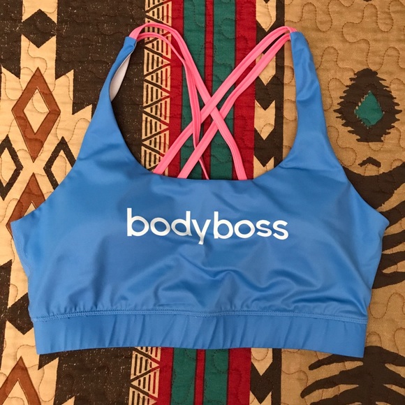 BodyBoss Women’s Large Blue and Pink Workout Sports Bra (Never worn) - Picture 1 of 5